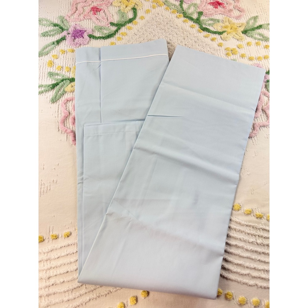 Vintage Cannon Fieldcrest Twin Flat Sheet Light Blue Percale Cotton Blend